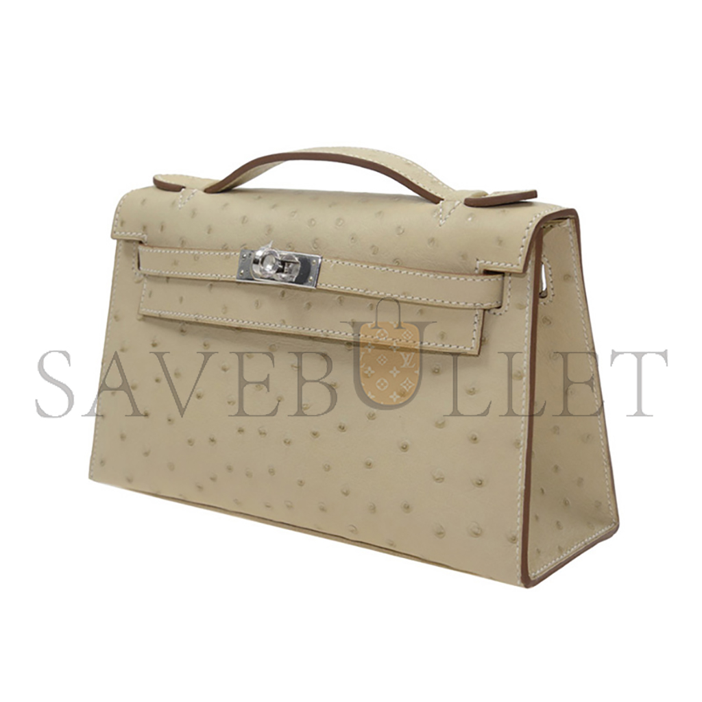 HERMÈS MASTER HANDBAGS KELLY CLUTCH BAG PARCHEMIN (22*14*7cm)
